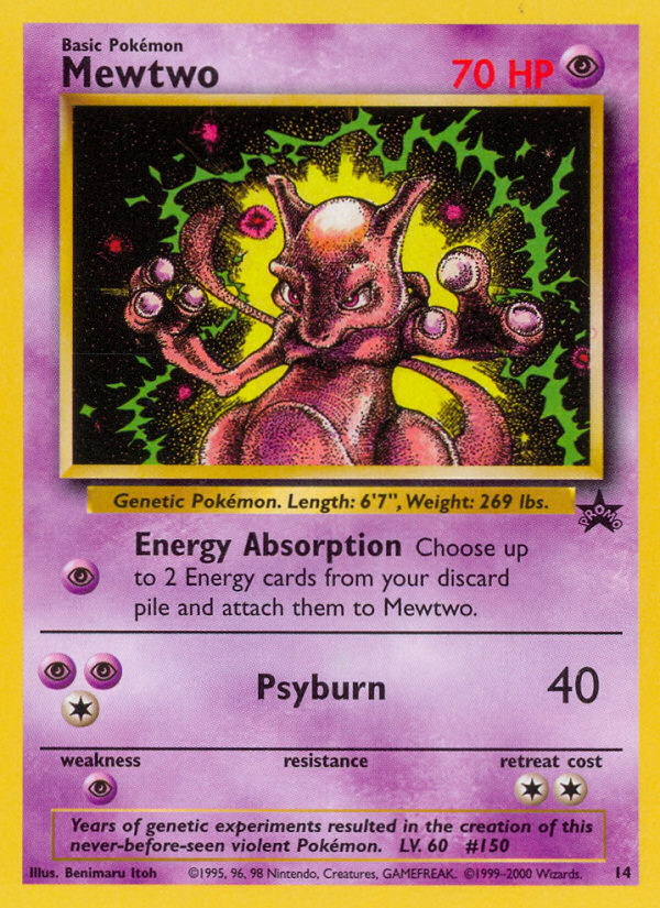 Mewtwo - 70 HP - Psychic - Energy Absorption [Psychic]: Choose up to 2 Energy cards from your discard pile and attach them to Mewtwo. - Psyburn [PsychicPsychicColorless] 40 - Weakness: Psychic ×2