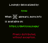 GBC screen reading: Lovingly delocalized by nyuu. When a crossed-swords icon appears, more info is available on https://dm4.nyuu.page/. Freely distributed, without exception.